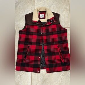 Lucky Brand Sherpa Lined Quilted Vest Mens L Large Buffalo Check